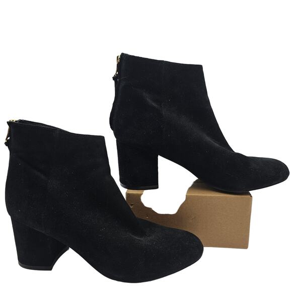 Steve Madden Womans size 6.5 Ithica-M Kid Suede Leather Black Booties Back Zip - Picture 1 of 8